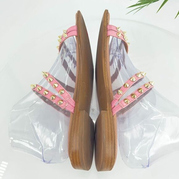 Steve Madden Selina Spiked Sandals Women's 8 Pink Gold Strappy Slip On Slides - Picture 8 of 12